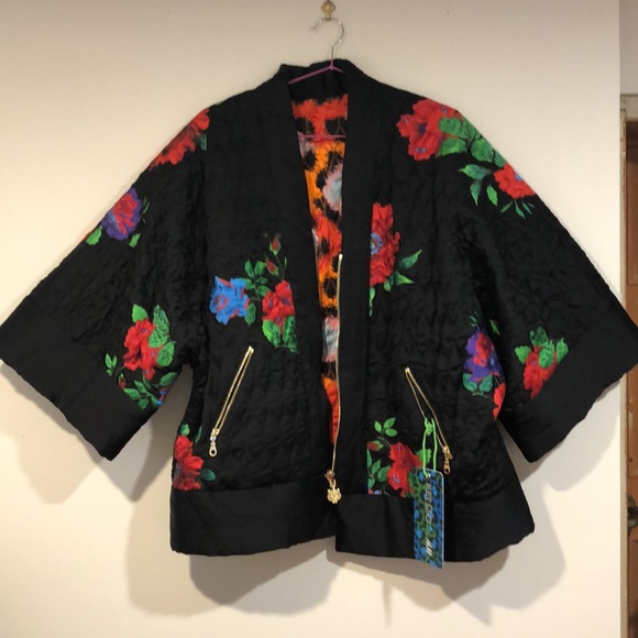 KENZO X H&M quilted silk reversible kimono jacket sz S - Picture 11 of 12
